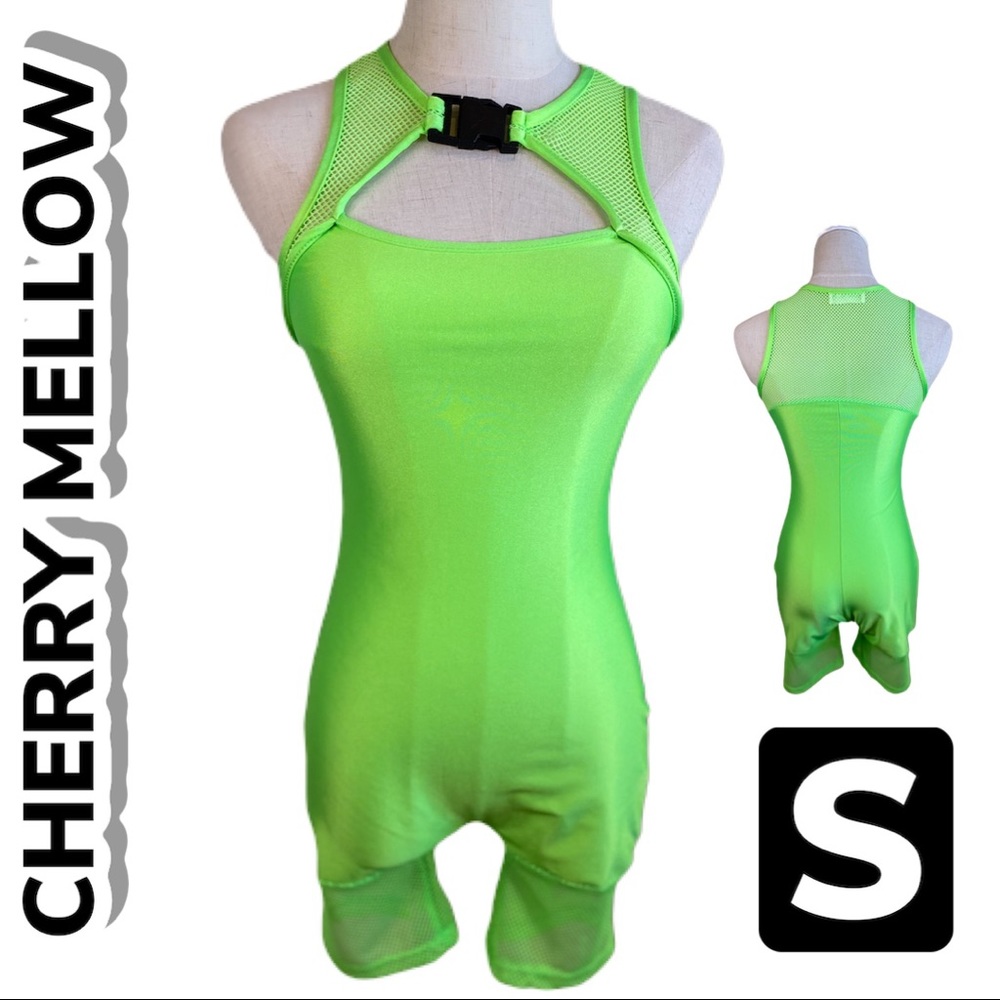 Cherry Mellow Mesh Spandex Short Bodysuit (S)